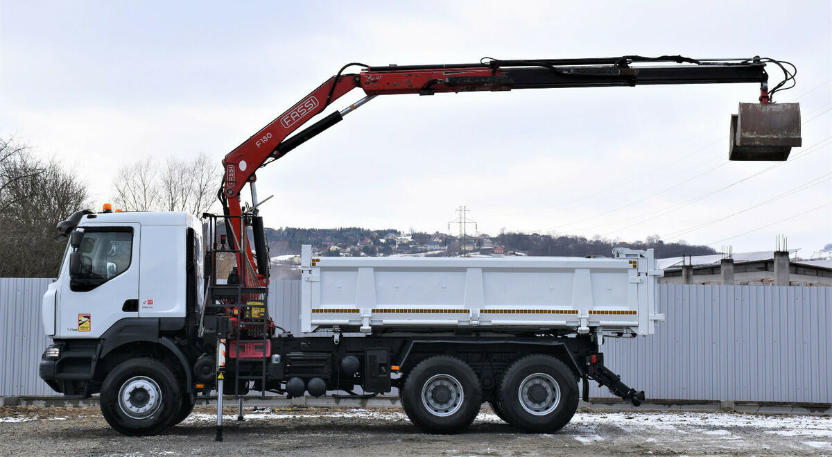 Camion benne, camion grue Renault KERAX 370 DXI FASSI F150A.22  6x4