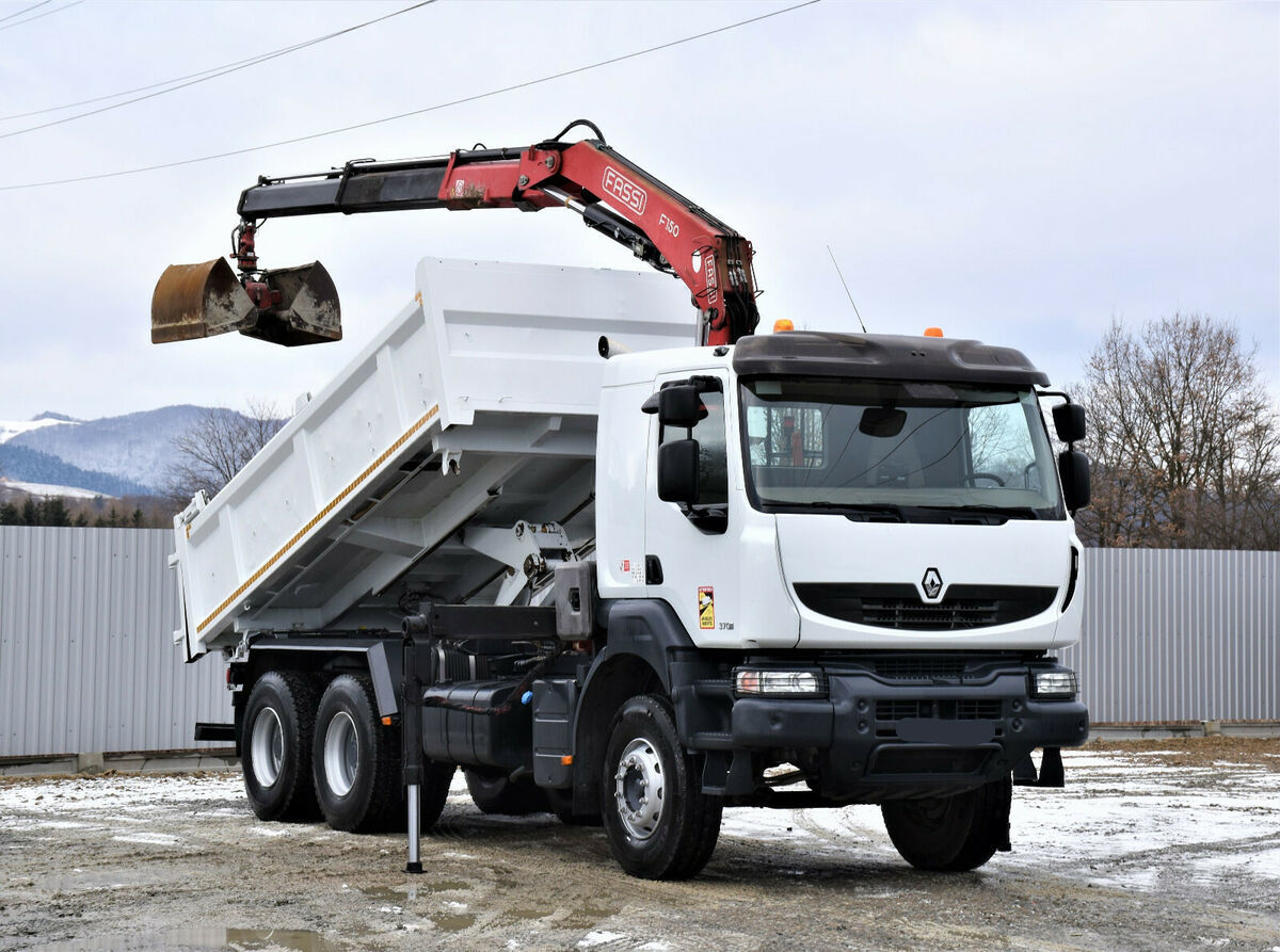 Camion benne, camion grue Renault KERAX 370 DXI FASSI F150A.22  6x4