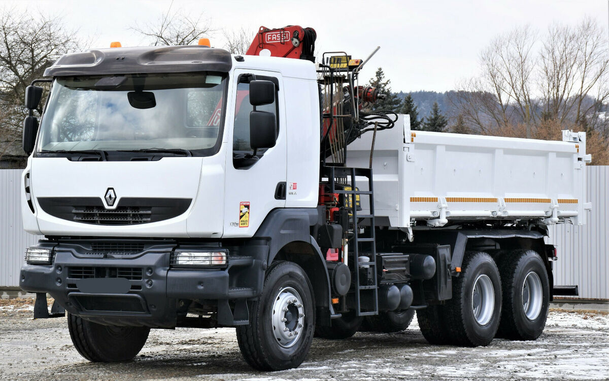 Camion benne, camion grue Renault KERAX 370 DXI FASSI F150A.22  6x4