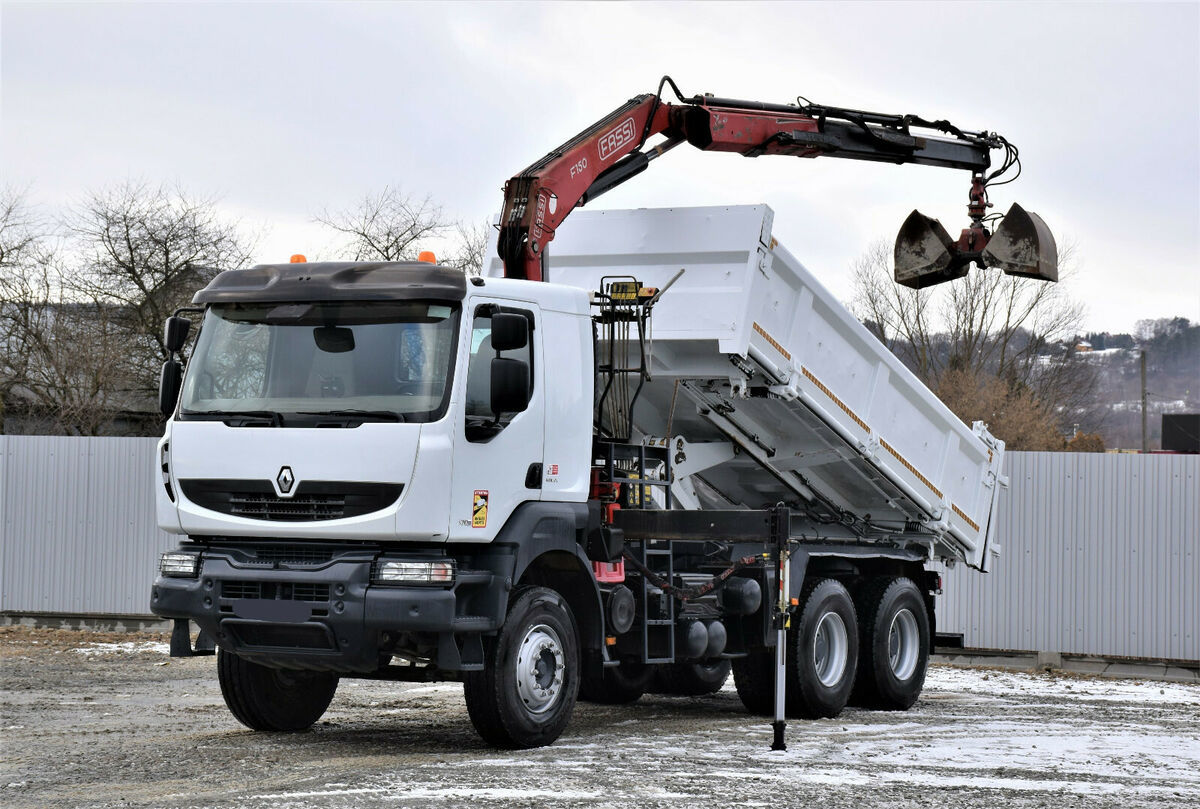 Camion benne, camion grue Renault KERAX 370 DXI FASSI F150A.22  6x4