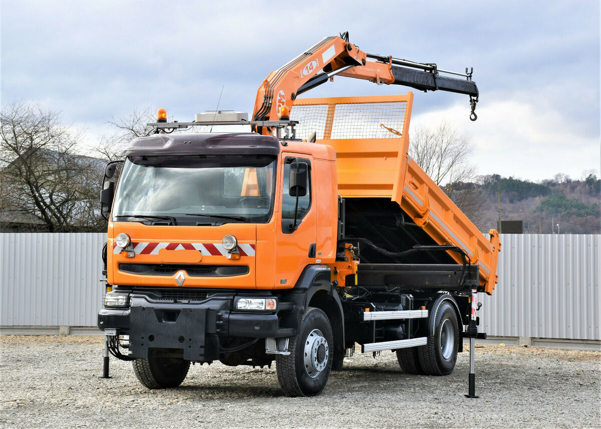 Camion benne, camion grue Renault Kerax 320 KIPPER 4,40m+PM SERIE 14 14022 4x4